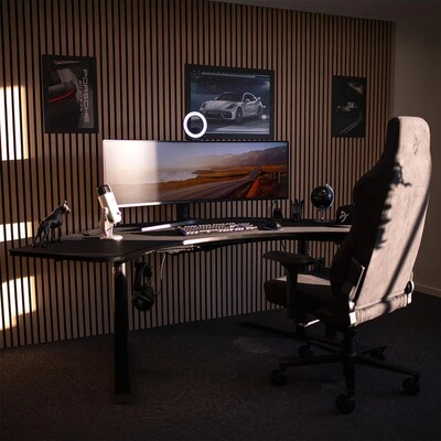 Arozzi Arena Angelo Corner Gaming Desk, Pure Black (ARENAANGELOPBKM)