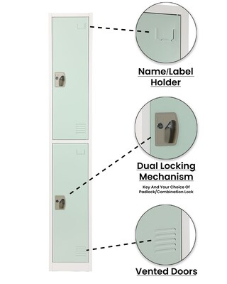 AdirOffice 72" 2-Tier Misty Green Storage Locker, 4/Pack (ADI629-202-MGRN-PKG-4)