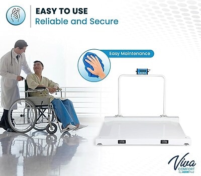 Viva Comfort ME904 Digital Wheelchair Weight Scale, White, 1100 lbs. Capacity, (ADI904-03-MK)