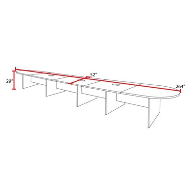 Regency Legacy 264"W x 52"D Racetrack Shaped Conference Table with Grommets, Ash Grey (LCTRT26452AG)
