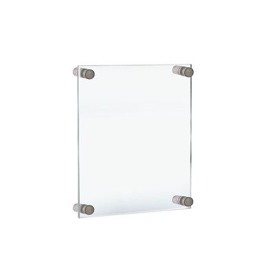 Azar  8.5 x 11 Floating Frame Sign Holder, Wall Mounted, Vertical/Horizontal, Front Loading, Silver Acrylic (105514)