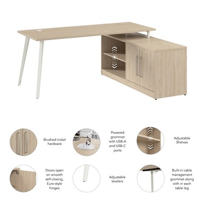 Bush Business Furniture Vista 72"W L Shaped Desk with Low Storage Cabinet, Natural Elm (VST005NE)