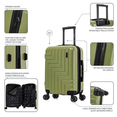 DUKAP Zahav 21.04" Hardside Carry-On Suitcase, 4-Wheeled Spinner, TSA Checkpoint Friendly, Green (DKZAH00S-GRN)