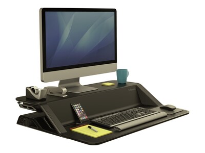 Fellowes Lotus Sit-Workstation 6"H Adjustable Metal Stand, Black (0007901)