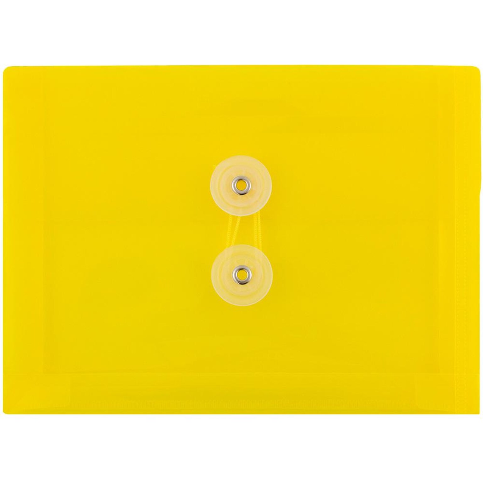 JAM Paper Premium Plastic Filing Envelope with Button & String Closure, Yellow, 3/Pack (920B1YEX3)