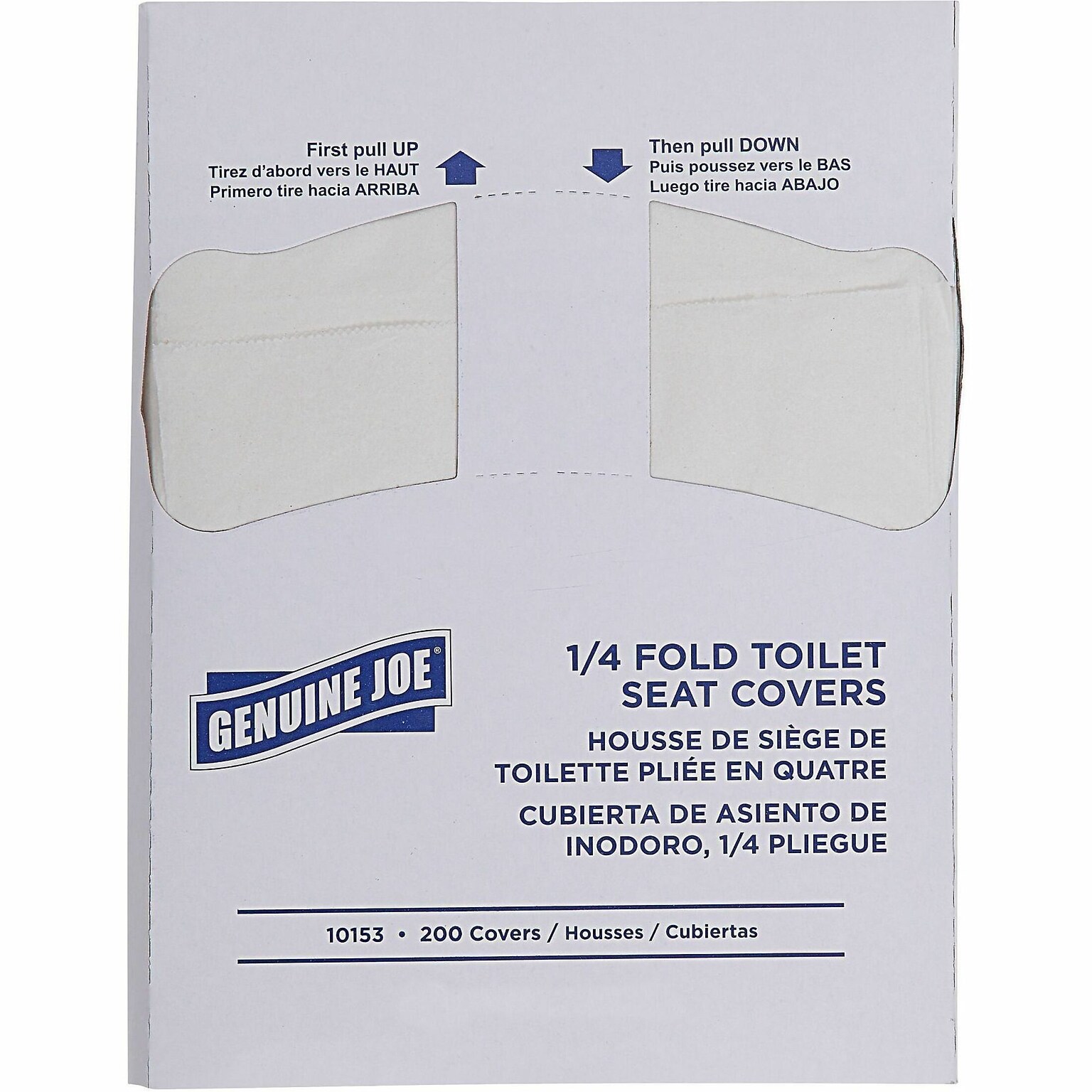 Genuine Joe Quarter-Fold Toilet Seat Covers, White, 200 Sheets/Pack, 25 Packs/Carton (GJO10153)