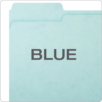 Pendaflex Recycled Heavy Duty Pressboard File Folder, 1/3-Cut Tab, 1" Expansion, Letter Size, Blue, 25/Box (9200T 1/3)
