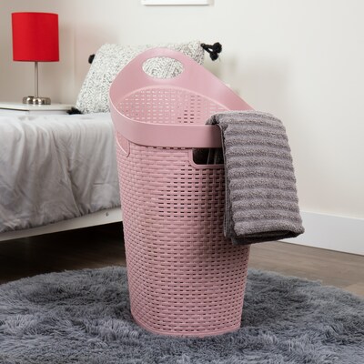 Mind Reader Plastic Rolling Laundry Basket, Pink (60HWHEEL-PNK)