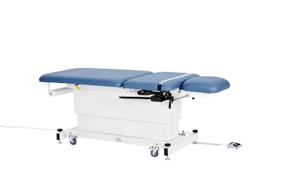 Viva Comfort XRO Electric Height and Back Adjustable Exam Table with Stirrups, 600 lb Capacity, Blue (ADI903-24-BLU-MK)