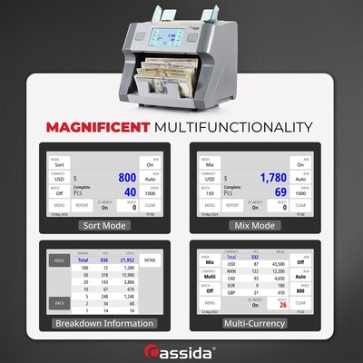 Cassida 8800R V2 Bill Counter, Gray