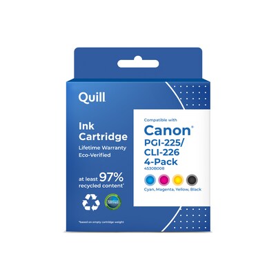 Quill Brand® Remanufactured Black/C/M/Y Standard Yield Ink Cartridge Replacement for Canon PGI-225/CLI-226 (4530B008), 4/Pack