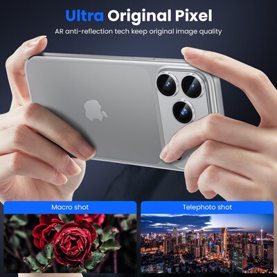 SaharaCase ZeroDamage Titanium Camera Lens Protector for iPhone 17 Pro Max, 2/Pack, Silver (ZD00191)