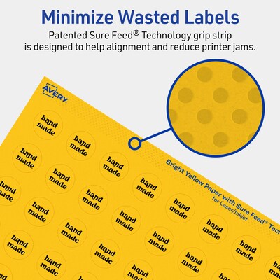 Avery Laser/Inkjet Round Multipurpose Labels, 0.75" Dia., Bright Yellow, 800/Pack (94504)