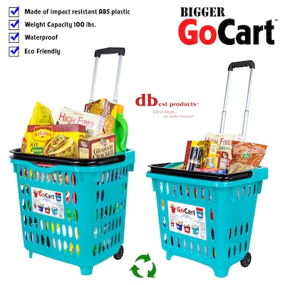 Dbest Bigger GoCart Rolling Basket, Teal (01-682)