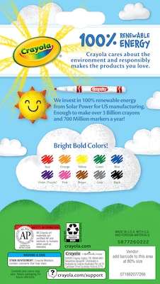 Crayola Classic Kids Markers, Fine Point, Assorted, 10/Pack (58-7726)