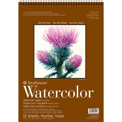 Strathmore 400 Series 11 x 15 Wire Bound Watercolor Sketch Pad, 12 Sheets/Pad, 3/Bundle (STTP44020