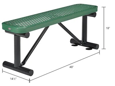 Global Industrial 4' Outdoor Steel Flat Bench, Expanded Metal, Green (695741GN)