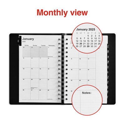 2025 Staples 5" x 8" Daily Appointment Book, Black (ST58452-25)