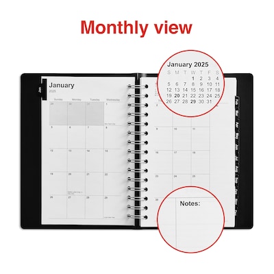 2025 Staples 5" x 8" Daily Appointment Book, Black (ST58452-25)