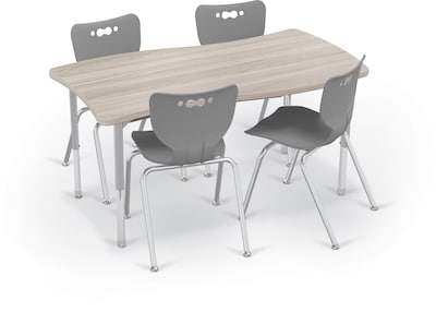 MooreCo Hierarchy Creator Rectangular Table, 58"W x 31"D, Grey Elm/Platinum Base (703673562966)