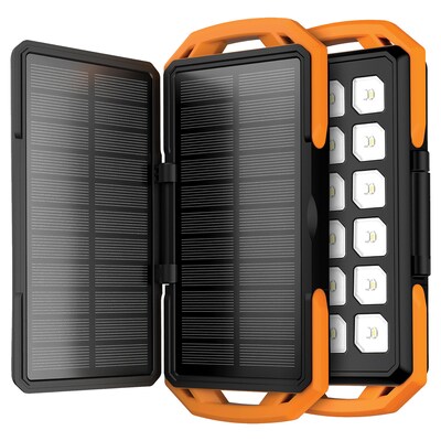 ToughTested Dual-Solar-Panel Switchback 10,000 mAh Power Bank, Orange/Black (TT-PBW-SB1)