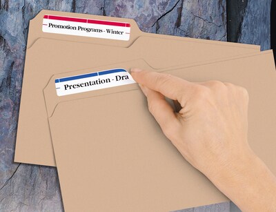 Avery Sure Feed Laser/Inkjet File Folder Labels, 2/3" x 3-7/16", Assorted, 750 Labels/Pack (6466)