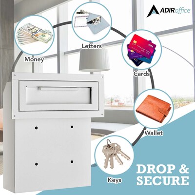 AdirOffice White Through-The-Door Safe Locking Drop Box (631-06-WHI)