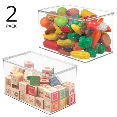 iDESIGN Storage Container with Hinged Lid, Plastic, Clear, 2/Pack (29192M2)