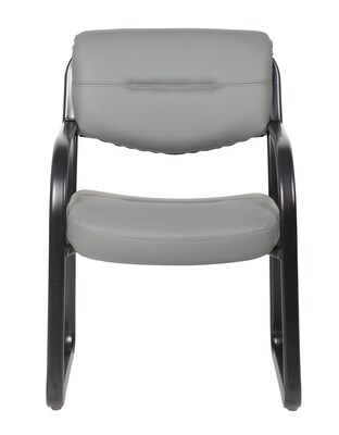 Boss LeatherPlus Guest Chair with Sled Base, Gray (B9529-GY)