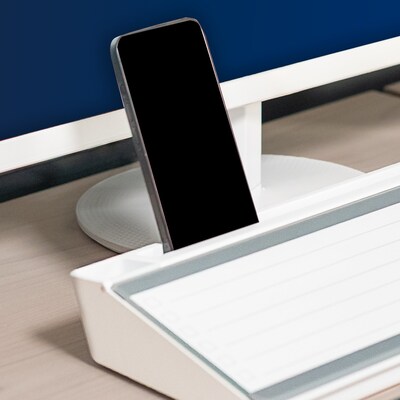 Quartet Flip-Top Glass Dry-Erase Desktop Pad, 18" x 6", White Surface (Q090F04-R)