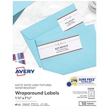 Avery Print-to-the-Edge Laser/Inkjet Labels, 7.85 x 1.75, White, 5 Labels/Sheet, 10 Sheets/Pack, 5