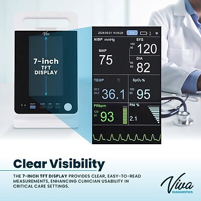 Viva Comfort Health Monitoring Device Omni Spot Vital Sign Monitor with Thermometer, White (ADI913-M-1-MK)