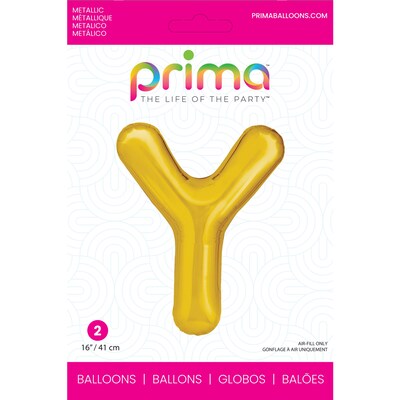 Party City (Air-Filled) 16 Y Foil Balloon, Gold, 2/Pack (AM60050238-19)