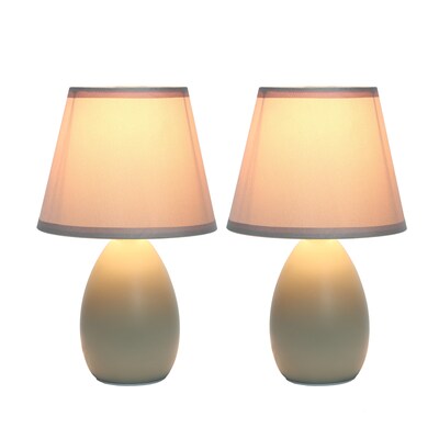 Creekwood Home Nauru 9.45 Traditional Petite Ceramic Oblong Bedside Table Desk Lamp, Gray, 2/Pack (