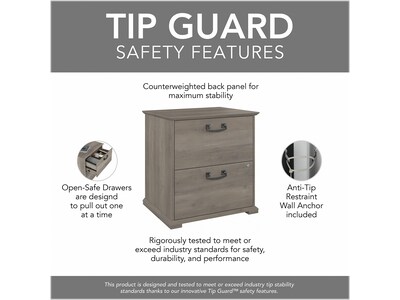 Bush Furniture Homestead 2-Drawer Lateral File Cabinet, Letter/Legal Size, Lockable, Driftwood Gray (HOF129DG-Z)