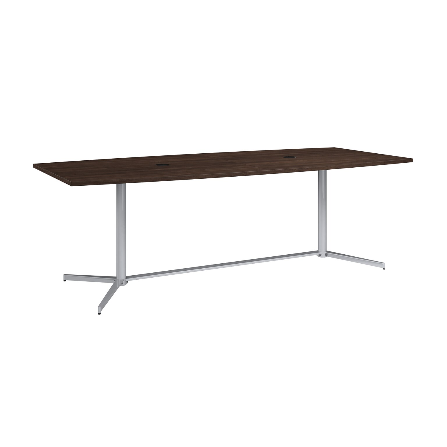 Bush Business Furniture 96W x 42D Boat Shaped Conference Table with Metal Base, Black Walnut (99TBM96BWSVK)