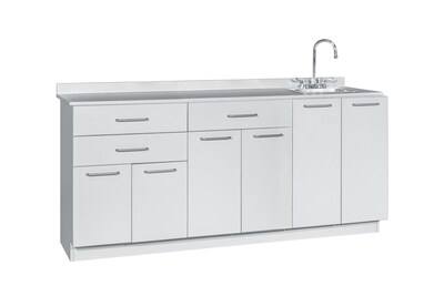 Viva Comfort 36.75"H x 72"W Exam Room Medical Cabinet With Sink, 6-Doors, 3-Drawers, Gray (ADIME902-BASE-72-RS-GRY-MK)