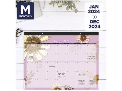 2024 AT-A-GLANCE Paper Flowers 21.75 x 17 Monthly Desk Pad Calendar (5035-24)