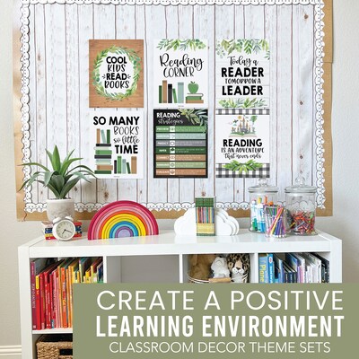 Hadley Designs 11 x 14 Farmhouse Greenery Reading Posters For Classroom Library Decor, 6/Set (HDDX