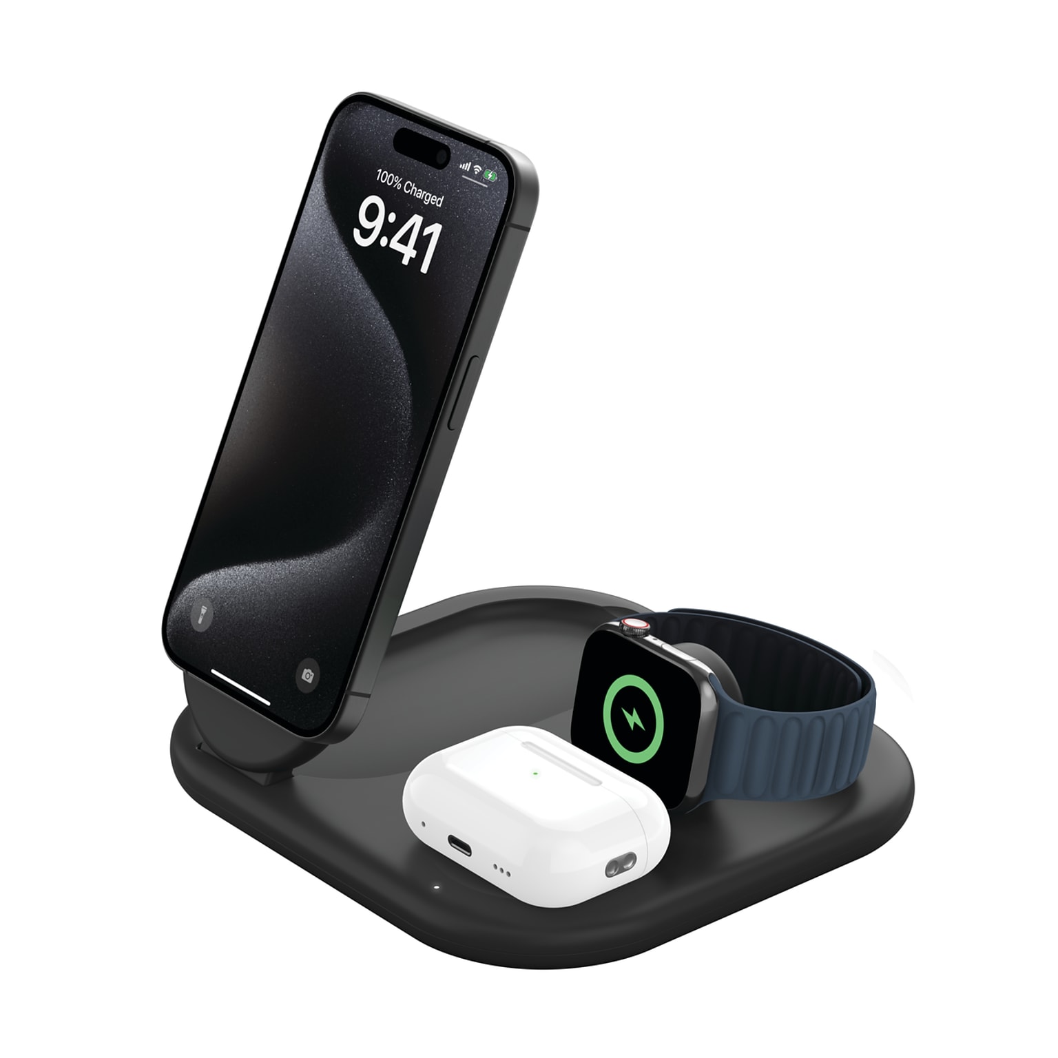 Belkin GaN MagSafe Wireless Charging Station, 15W, Black (WIZ029ttBK)