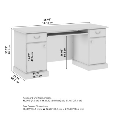 Bush Business Furniture 66"W Arlington Computer Desk with Storage and Keyboard Tray, Harvest Cherry (WC65510-03K)