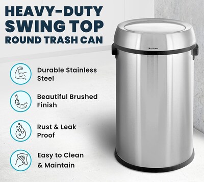 Alpine Dual-Stream Trash/Recycling Station, 34-Gallon, Stainless Steel (ALP470-65L-1-R-T)