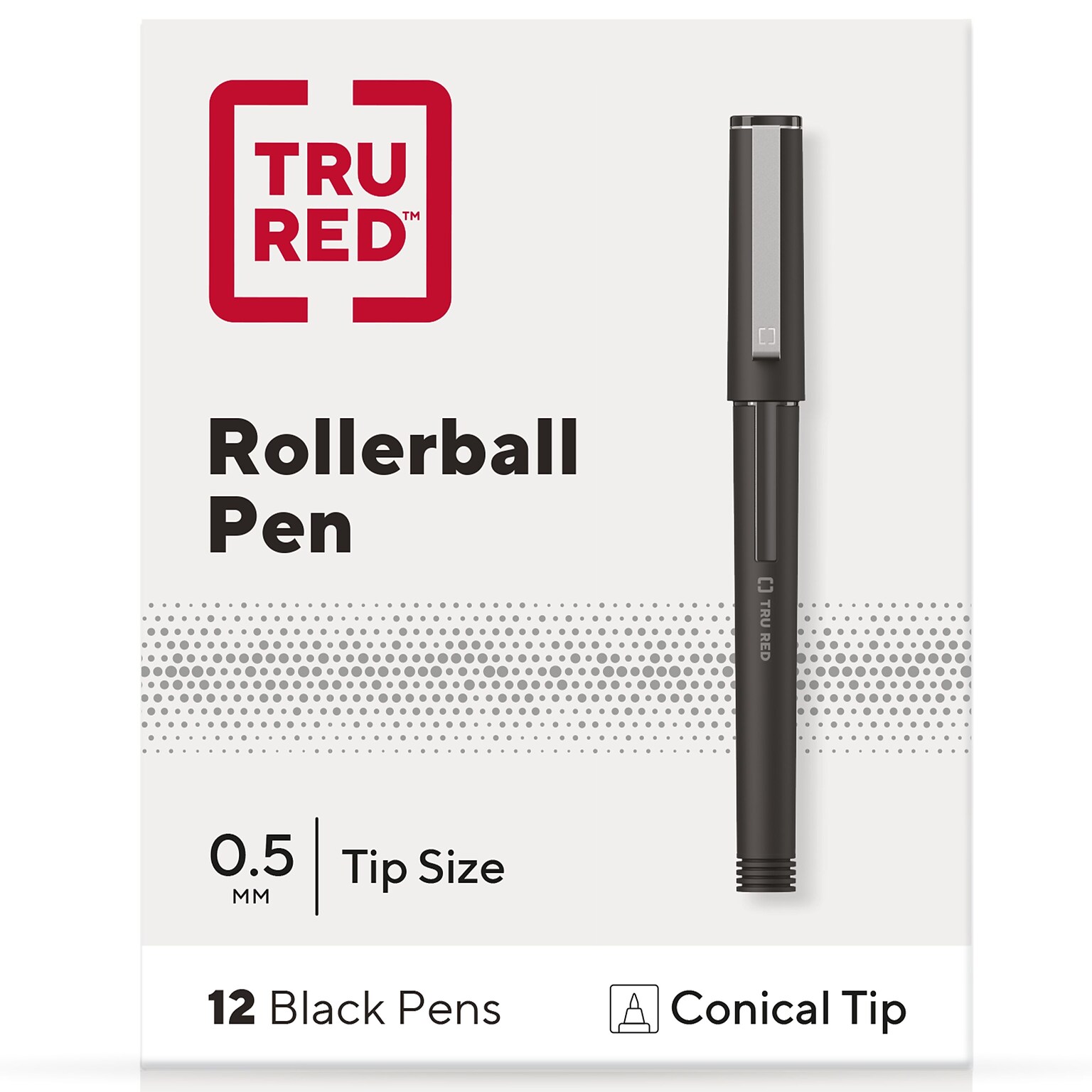 TRU RED™ Rollerball Pens, Fine Point, Black, Dozen/Pack (TR57321)