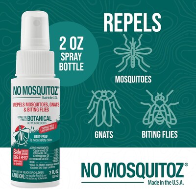 No Mosquitoz Natural DEET-Free Insect Repellent for Mosquitoes, Woodsy Scent, 2oz, 12/Pack (BND04605)