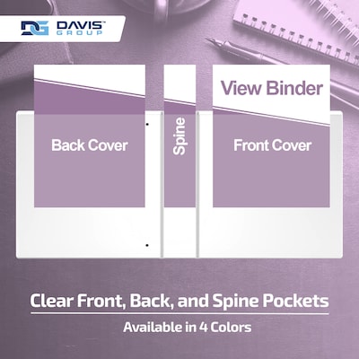 Davis Group Standard View 1.5" 3-Ring Binders, Lavender, 6/Pack (7412-13-06)