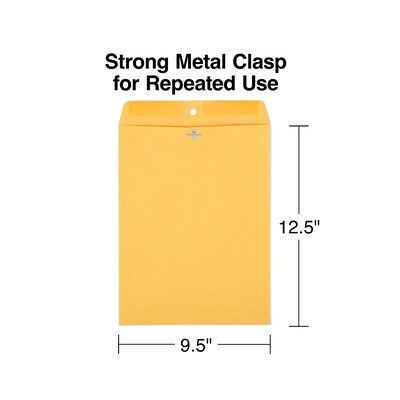 Staples Kraft Clasp Envelopes, 9-1/2" x 12-1/2", Brown, 100/Box (535013/17076)