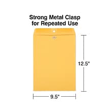 Staples Kraft Clasp Envelopes, 9-1/2 x 12-1/2, Brown, 100/Box (535013/17076)