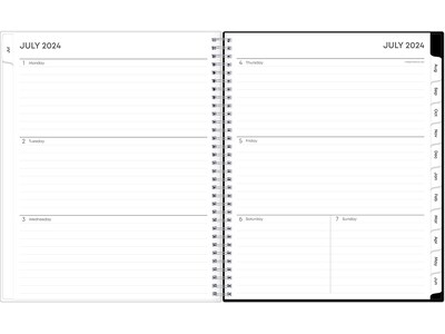 2024-2025 Blue Sky Analeis 8.5" x 11" Academic Weekly & Monthly Planner, Plastic Cover, Black/White (130606-A25)