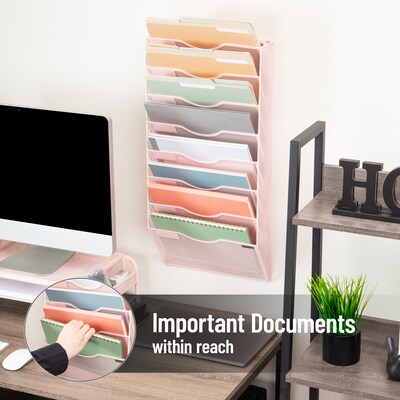Mind Reader 8-Compartment Wall Mountable Metal File Organizer, Pink (MAG8C-PNK)