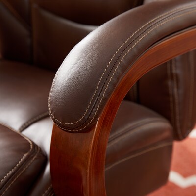 La-Z-Boy Delano Ergonomic Leather Executive Big & Tall Chair, 400 lb. Capacity, Brown (45833OSS)